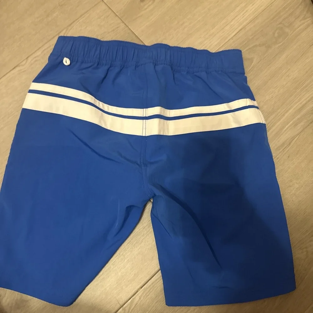 Crewcuts Boys' size 14 striped swim Trunks blue and white